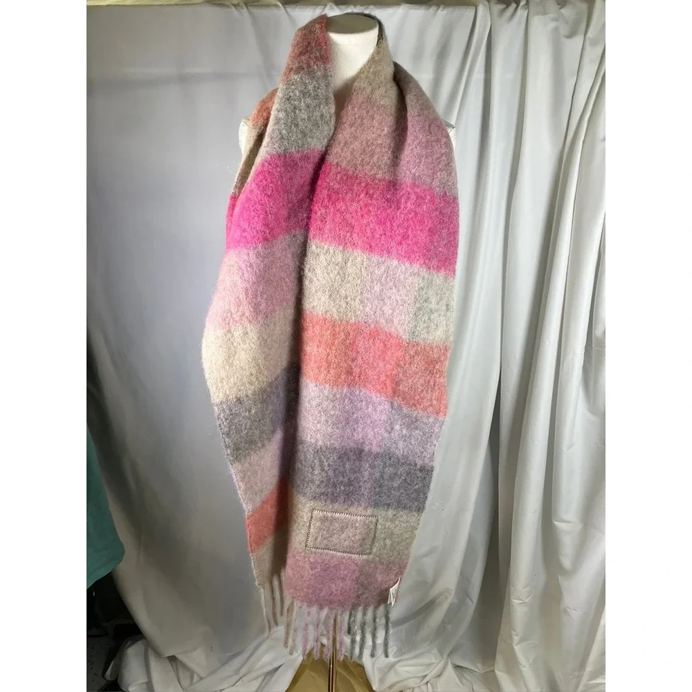 Acne Pink and Gray Striped Scarf - Picture 9 of 10